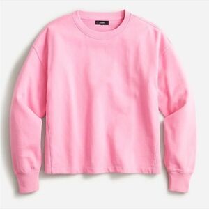 J CREW University Terry Cropped Crewneck Sweatshirt Pink Women’s Size Small